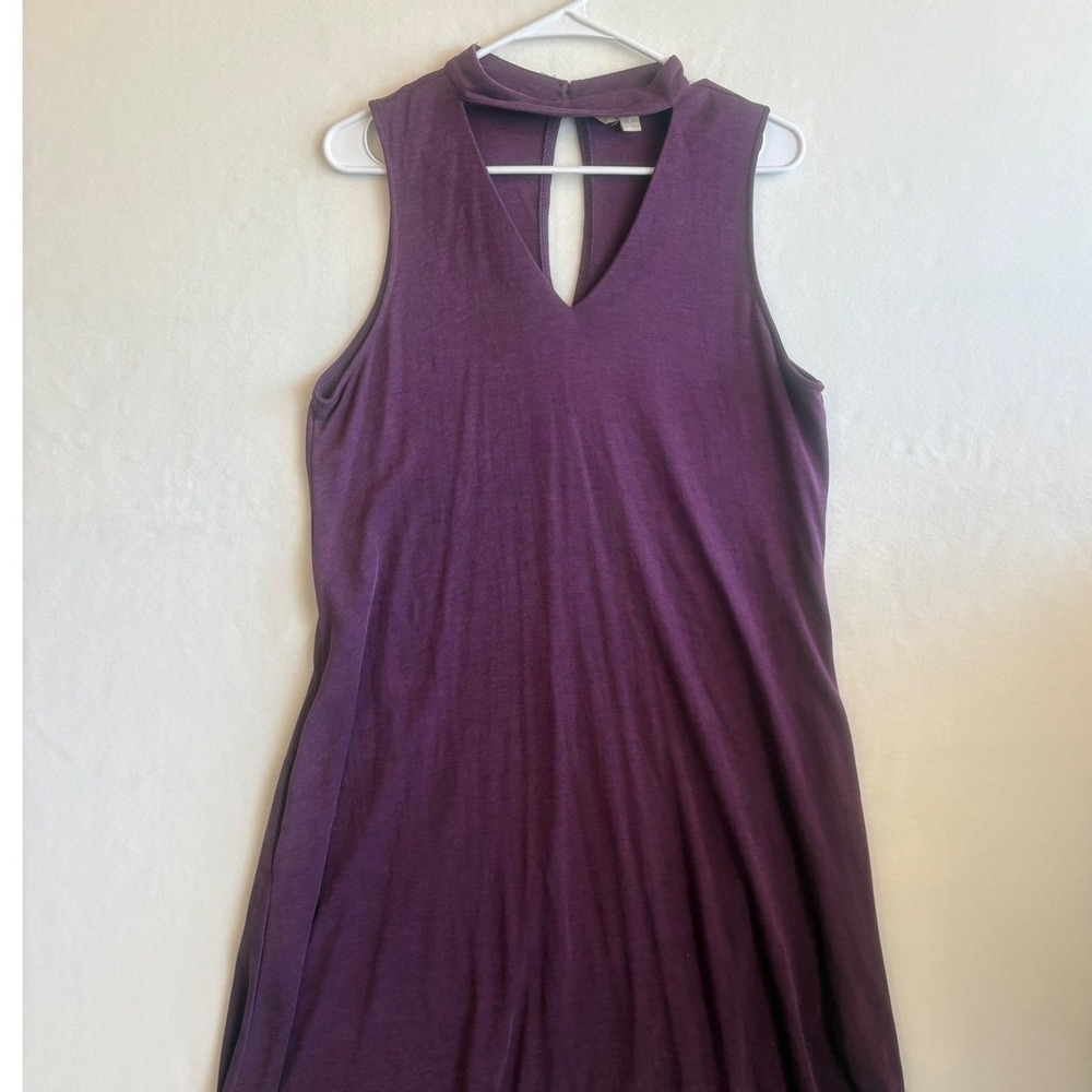 Hope‎ & Harlow Plum Purple Choker Neck V-Cutout Sleeveless Shift Dress Womens 6